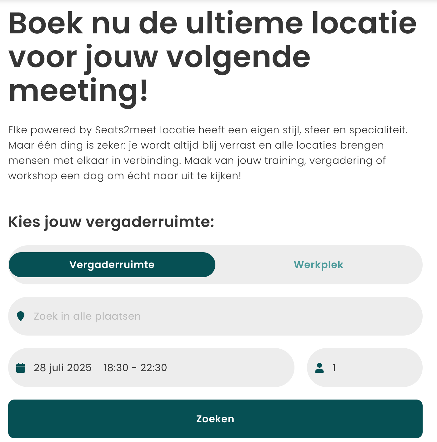 zelf online vergaderruimte boeken | seats2meet station den bosch